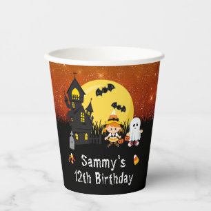 ハロウィン 誕生日パーティ 魔女 ゴースト オレンジ 紙コップ