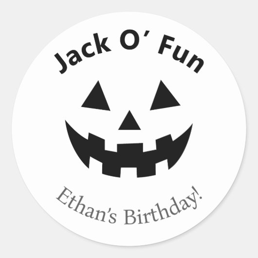 ハロウィン 誕生日パーティ | Jack O’ Fun パンプキン ラウンドシール (正面)