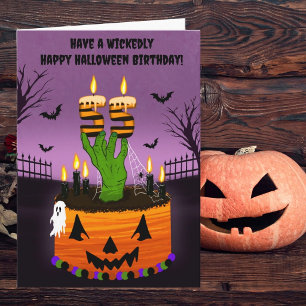 ハロウィン 誕生日 おめでとう 55歳 スプーキー ケーキ カード