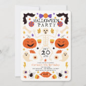 ハロウィン+誕生日 スケルトン パンプキン ゴースト 招待状 (正面)