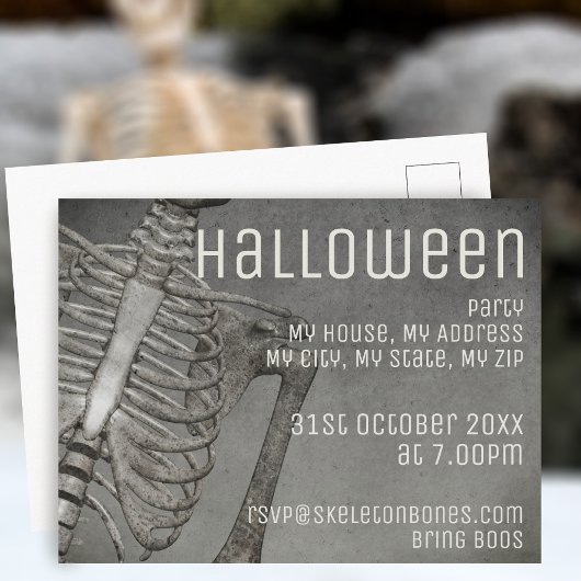 ハロウィン 誕生日 スケルトン パーティー ポストカード