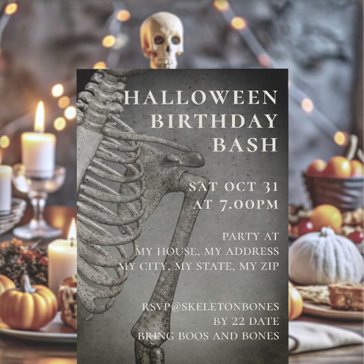 ハロウィン 誕生日 スケルトン パーティー 招待状