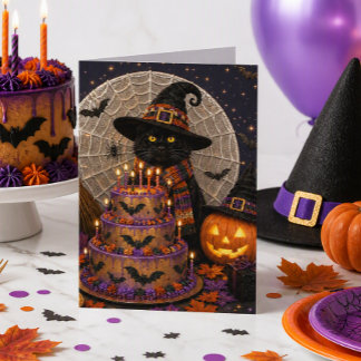 ハロウィン 誕生日 ブラックキャット グリーティング カード