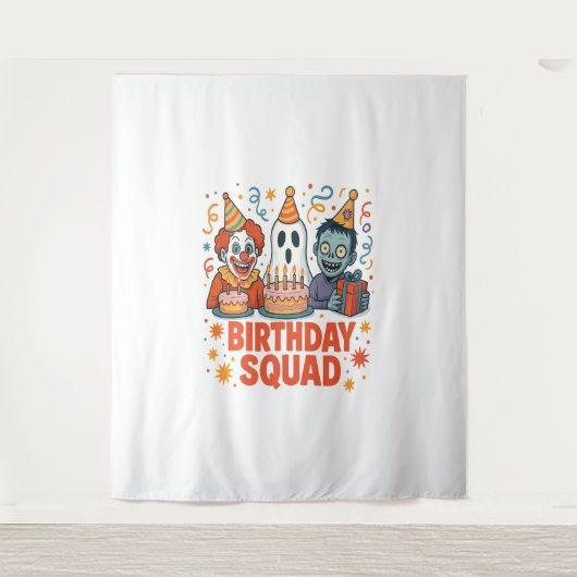 ハロウィン 誕生日 仲間 怖い ピエロ 幽霊 ゾンビ タペストリー (正面)