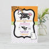 ハロウィン 誕生日 子供 ユニコーン スケルトン バット 招待状 (スタンド正面)