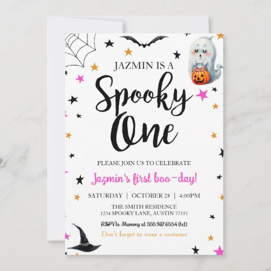 ハロウィン 誕生日 招待状 スプーキー ワン 初めての誕生日 (正面)