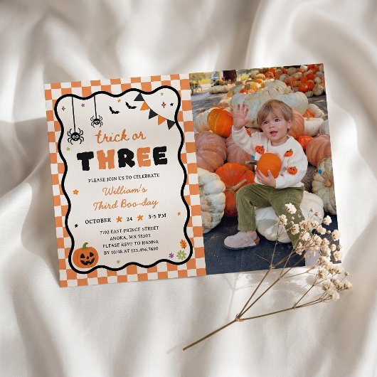 ハロウィン 誕生日 招待状 写真 3歳