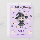 ハロウィン 誕生日 招待状 女の子 Trick or Three (正面)