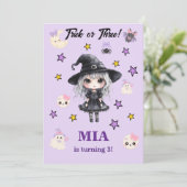 ハロウィン 誕生日 招待状 女の子 Trick or Three (スタンド正面)