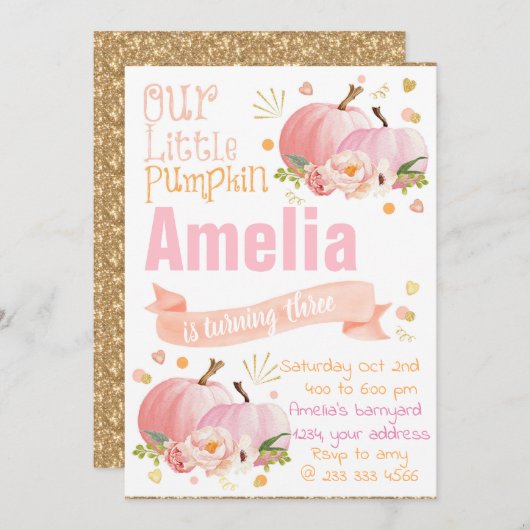 ハロウィン 誕生日 招待状 秋の招待状 (正面/裏面)