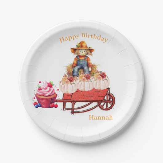 ハロウィン 誕生日 案山子 パンプキン ペーパープレート (正面)