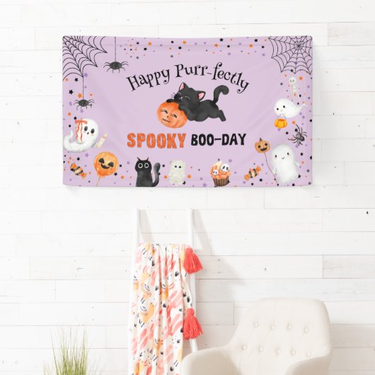 ハロウィン 誕生日 猫 バースデー にゃんこ おばけ 横断幕 (インサイチュ)