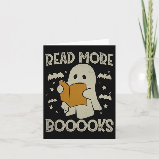 ハロウィン 読書好きな幽霊 おもしろ 読書 本 カード (正面)