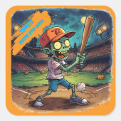 ハロウィン 野球, ゾンビ, ブレインズオーバーベース スクエアシール (正面)