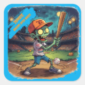 ハロウィン 野球, ゾンビ, ブレインズオーバーベース スクエアシール (正面)
