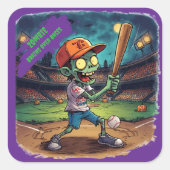ハロウィン 野球, ゾンビ, ブレインズオーバーベース スクエアシール (正面)