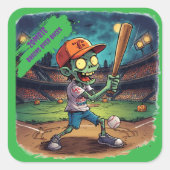 ハロウィン 野球, ゾンビ, 脳はベースより大事 スクエアシール (正面)