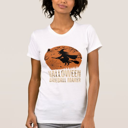ハロウィン 野球 メーカー ヴィンテージ 魔女 グラフィック Tシャツ (正面)