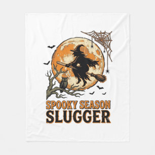 ハロウィン 野球 魔女 ヴィンテージ 彫刻 Tシャツ_1 フリースブランケット