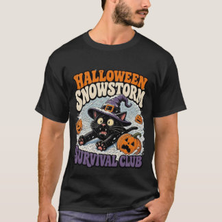 ハロウィン+雪嵐+クラブ+黒猫Tシャツ Tシャツ