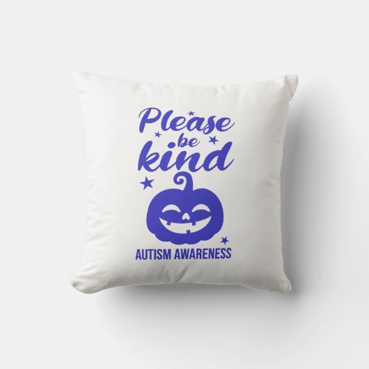 ハロウィン 青いカボチャ 自閉症 Awareness クッション (正面)