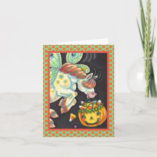 ハロウィン 飛ぶ馬のお菓子 コーン メッセージカード カード (正面)