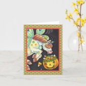 ハロウィン 飛ぶ馬のお菓子 コーン メッセージカード カード (黄色い花)