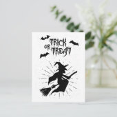 ハロウィン 飛ぶ魔女 トリック・オア・トリート ポストカード (スタンド正面)