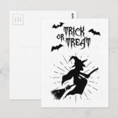 ハロウィン 飛ぶ魔女 トリック・オア・トリート ポストカード (正面/裏面)