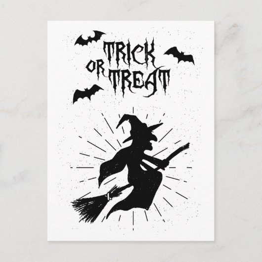 ハロウィン 飛ぶ魔女 トリック・オア・トリート ポストカード (正面)