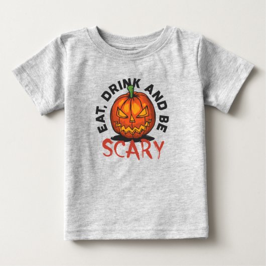 ハロウィン 食べたり飲んだりお化けになる カボチャ ベビーTシャツ (正面)
