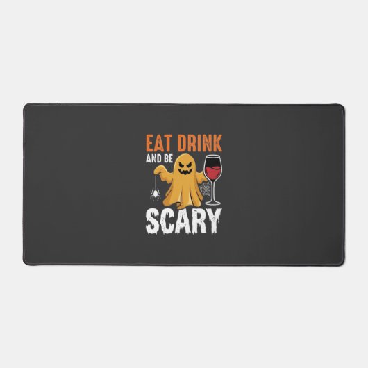 ハロウィン 食べる 飲む 怖い ゴースト デザイン_1 デスクマット (正面)