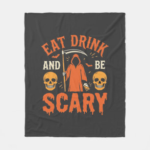 ハロウィン 食べる 飲む 怖い リーパー デザイン_1 フリースブランケット