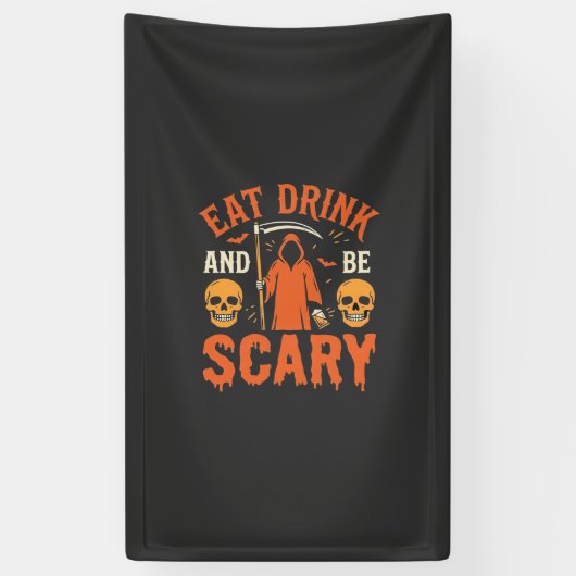 ハロウィン 食べる 飲む 怖い リーパー デザイン_1 横断幕 (縦)