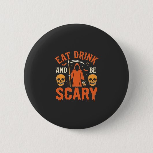 ハロウィン 食べる 飲む 怖い リーパー デザイン_1 缶バッジ (正面)