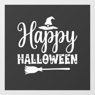 ハロウィン 魔女の帽子と箒のデザイン ウィンドウサイン