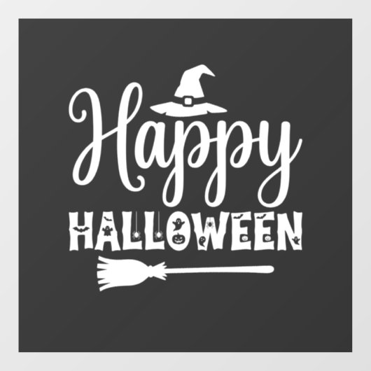 ハロウィン 魔女の帽子と箒のデザイン ウィンドウサイン (シート)