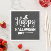 ハロウィン 魔女の帽子と箒のデザイン スタンダードランチョンナプキン (インサイチュ)