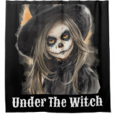ハロウィン、魔女の帽子の下、ホラー スリラー シャワーカーテン (正面)