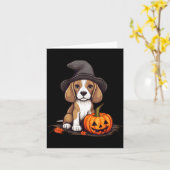 ハロウィン 魔女の帽子 かぼちゃ 犬 ビーグル カード (黄色い花)