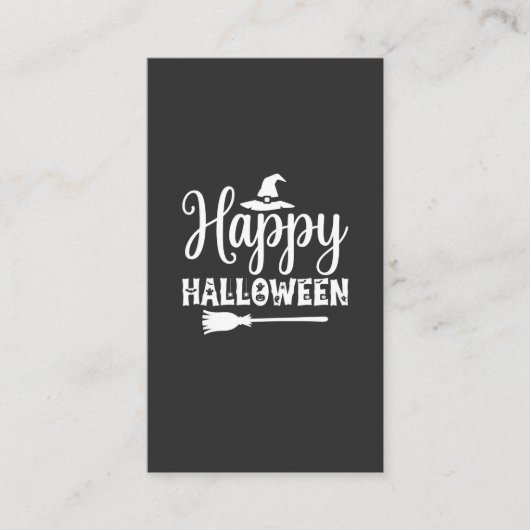 ハロウィン 魔女の帽子 ほうき デザイン 名刺 (正面)