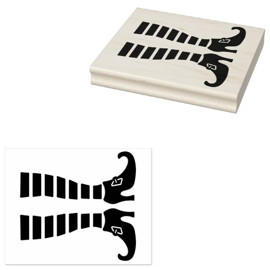 ハロウィン 魔女の足 ストライプのストッキング ラバースタンプ (押印)