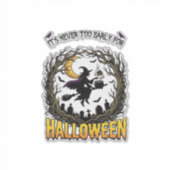 ハロウィン 魔女の釜 月 墓地 ねじれた木 シール (正面)
