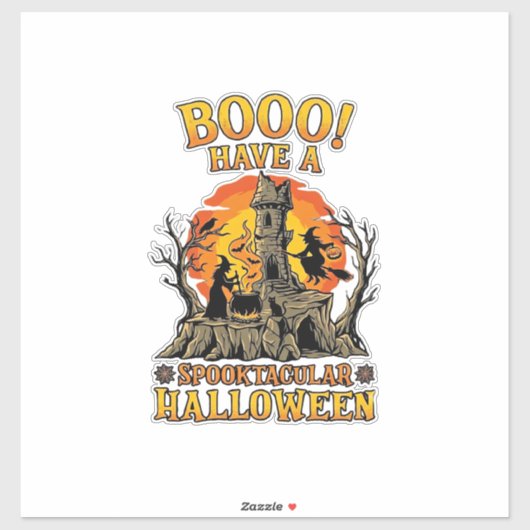 ハロウィン 魔女の鍋と城の不気味な装飾 シール (シート)