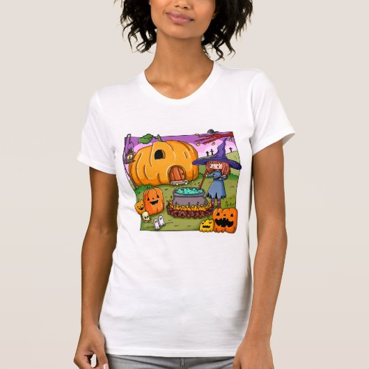 ハロウィン 魔女 かぼちゃ ハウス Tシャツ (正面)