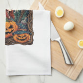 ハロウィン 魔女 カボチャ 月の満ち欠け_1 キッチンタオル (四つ折り)