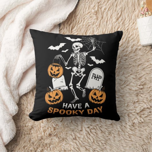 ハロウィン 魔女 ギフト スケルトン 怖い日を クッション (ブランケット)