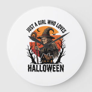 ハロウィン 魔女 シャツ ビンテージ 彫刻 コスチューム アート ラージ壁時計
