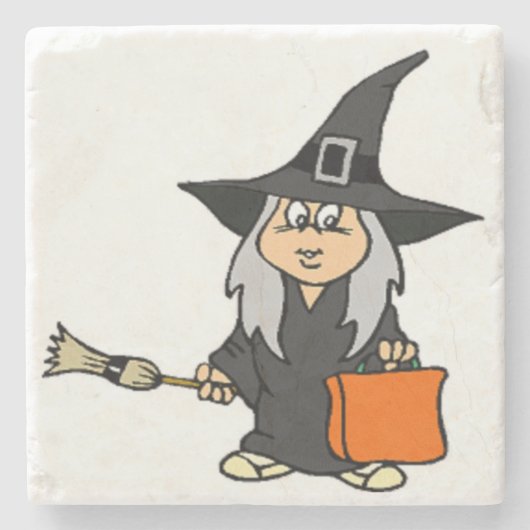 ハロウィン 魔女 ストーンコースター (正面)