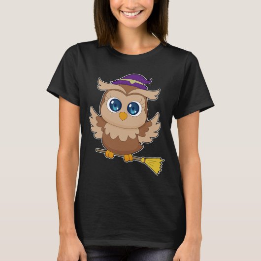 ハロウィン 魔女 フクロウ Tシャツ (正面)